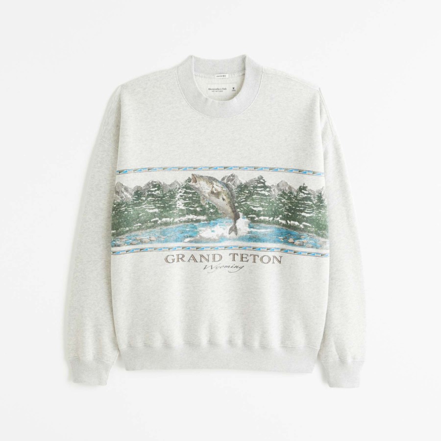 Clothing * | Abercrombie & Fitch Online Grand Teton Graphic Crew Sweatshirt