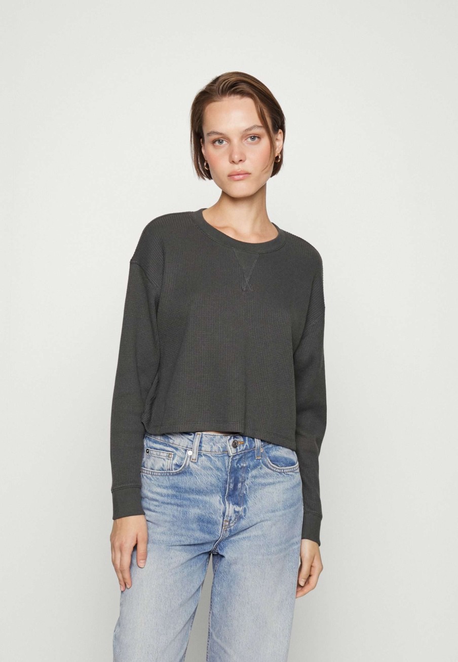 Clothing * | Waffle Cropped Tee Sweatshirt Abercrombie & Fitch Best Quality