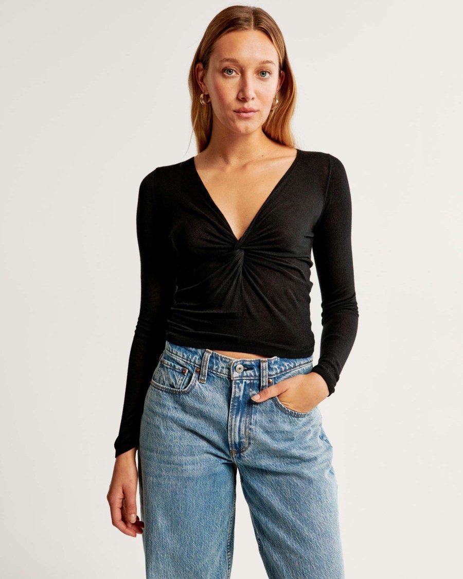 Clothing * | Abercrombie & Fitch Less Expensive V-Neck Twist Draped Top