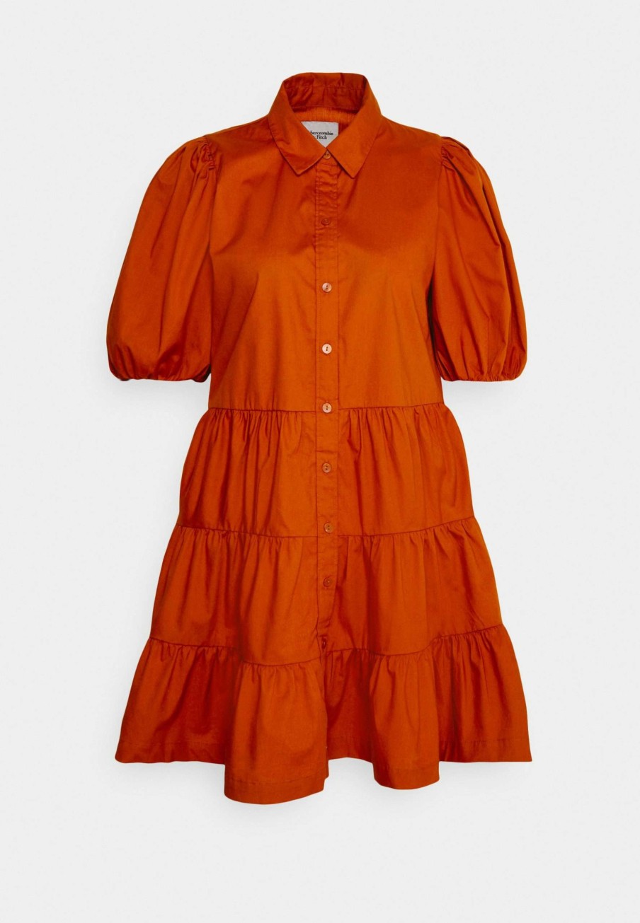 Clothing * | Puff Sleeve Shirtdress Update Shirt Dress Abercrombie & Fitch At Reduced Price