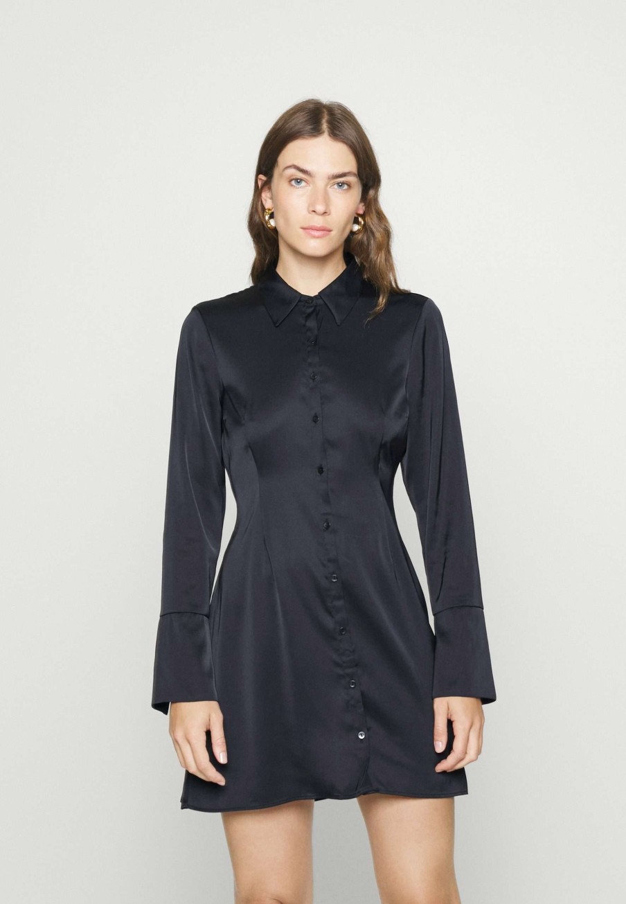 Clothing * | Front Sheer Midi Shirt Dress Abercrombie & Fitch Offering Discounts