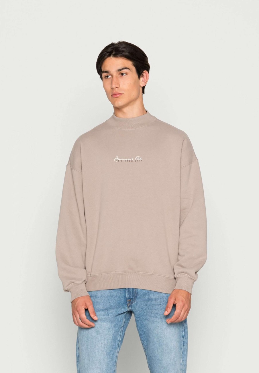 Clothing * | Mockneck Crew Script Sweatshirt Abercrombie & Fitch Sale Merchandise