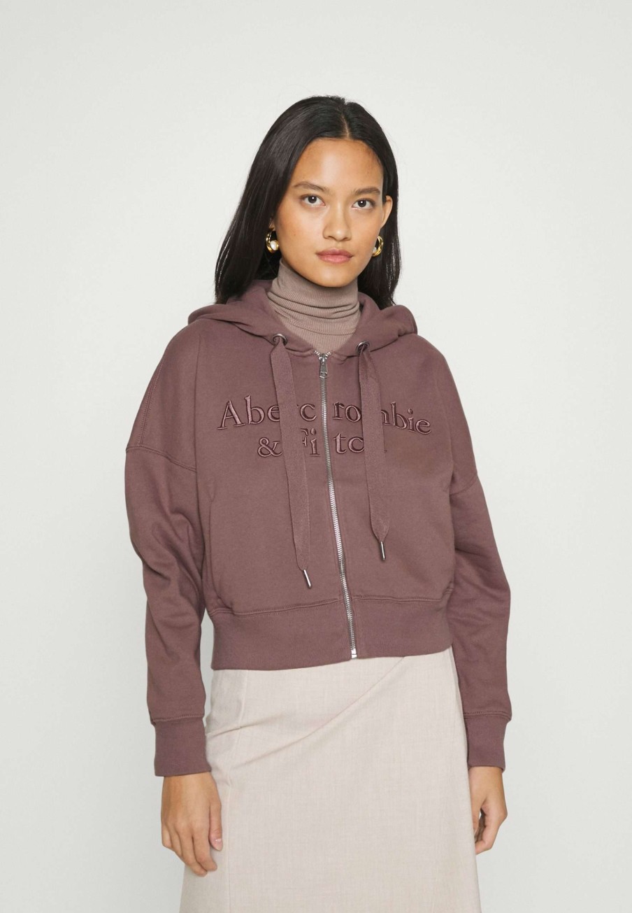 Clothing * | Long Life Logo Zip-Up Sweatshirt Abercrombie & Fitch Competitive Price