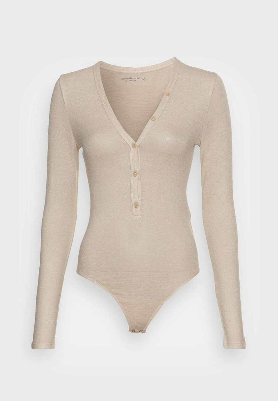 Clothing * | Cozy Henley Bodysuit Long Sleeved Top Abercrombie & Fitch Promotion