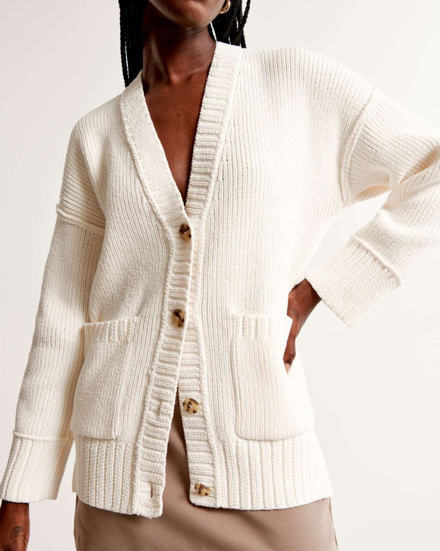 Clothing * | Abercrombie & Fitch Hot Sale Long-Length Chenille Cardigan