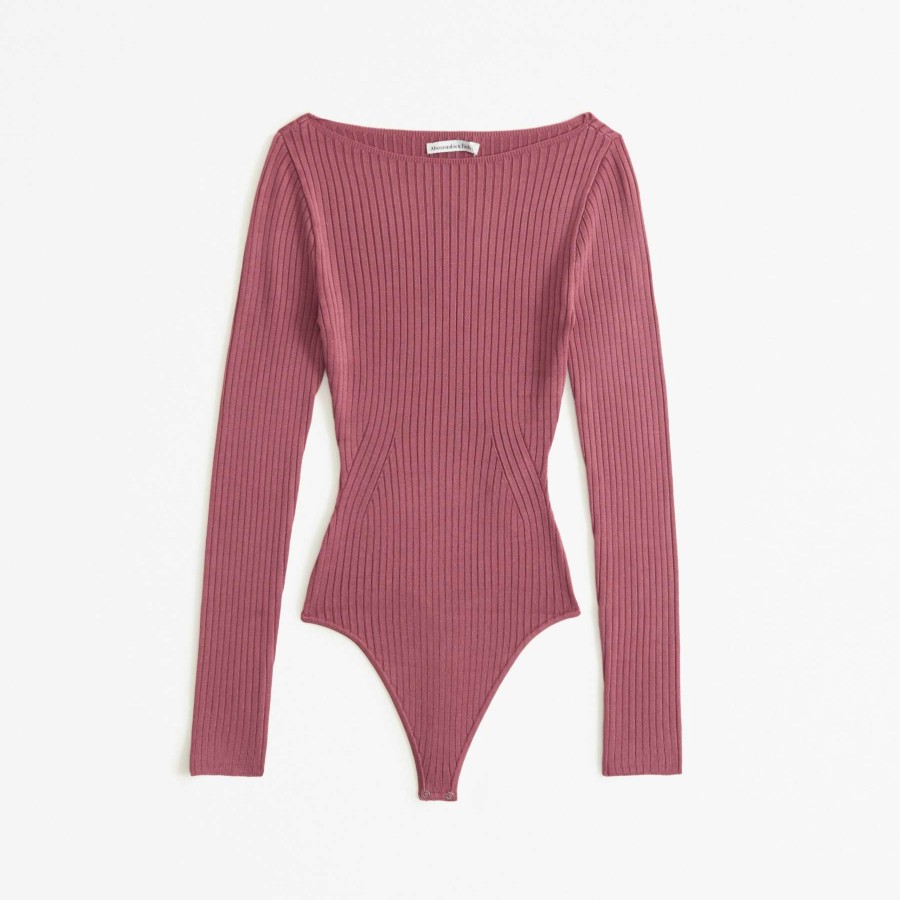 Clothing * | Abercrombie & Fitch Top Sell Long-Sleeve Glossy Slash Bodysuit