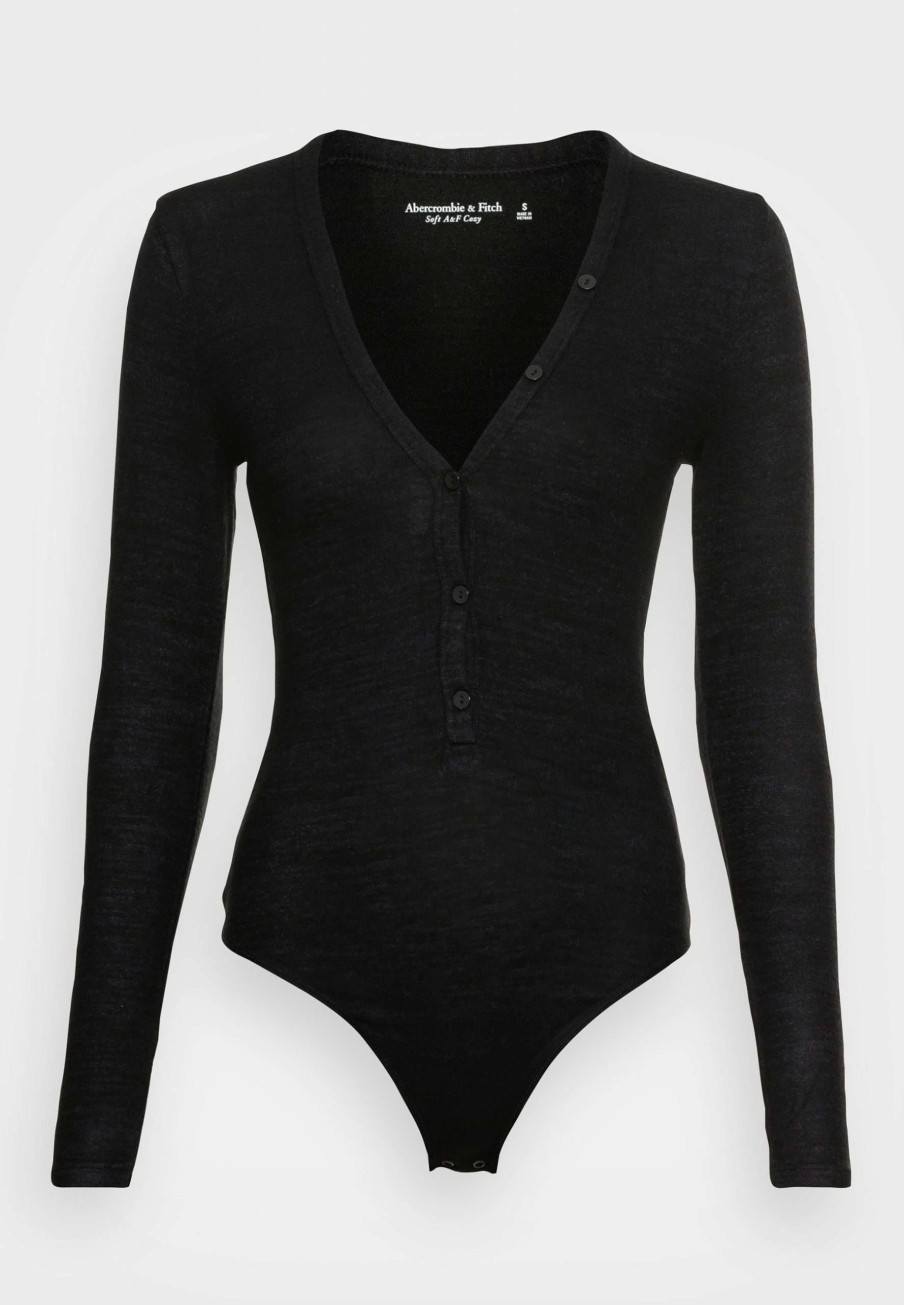 Clothing * | Cozy Henley Bodysuit Long Sleeved Top Abercrombie & Fitch Sale Merchandise