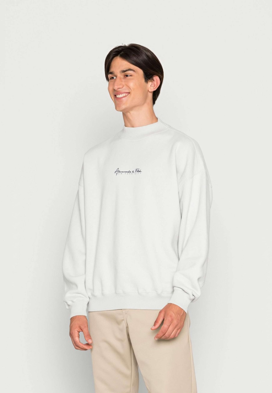 Clothing * | Mockneck Crew Script Sweatshirt Abercrombie & Fitch New Products