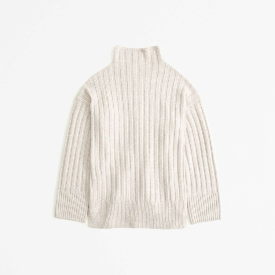 Clothing * | Abercrombie & Fitch Promotion Long-Length Ribbed Funnel Neck Sweater