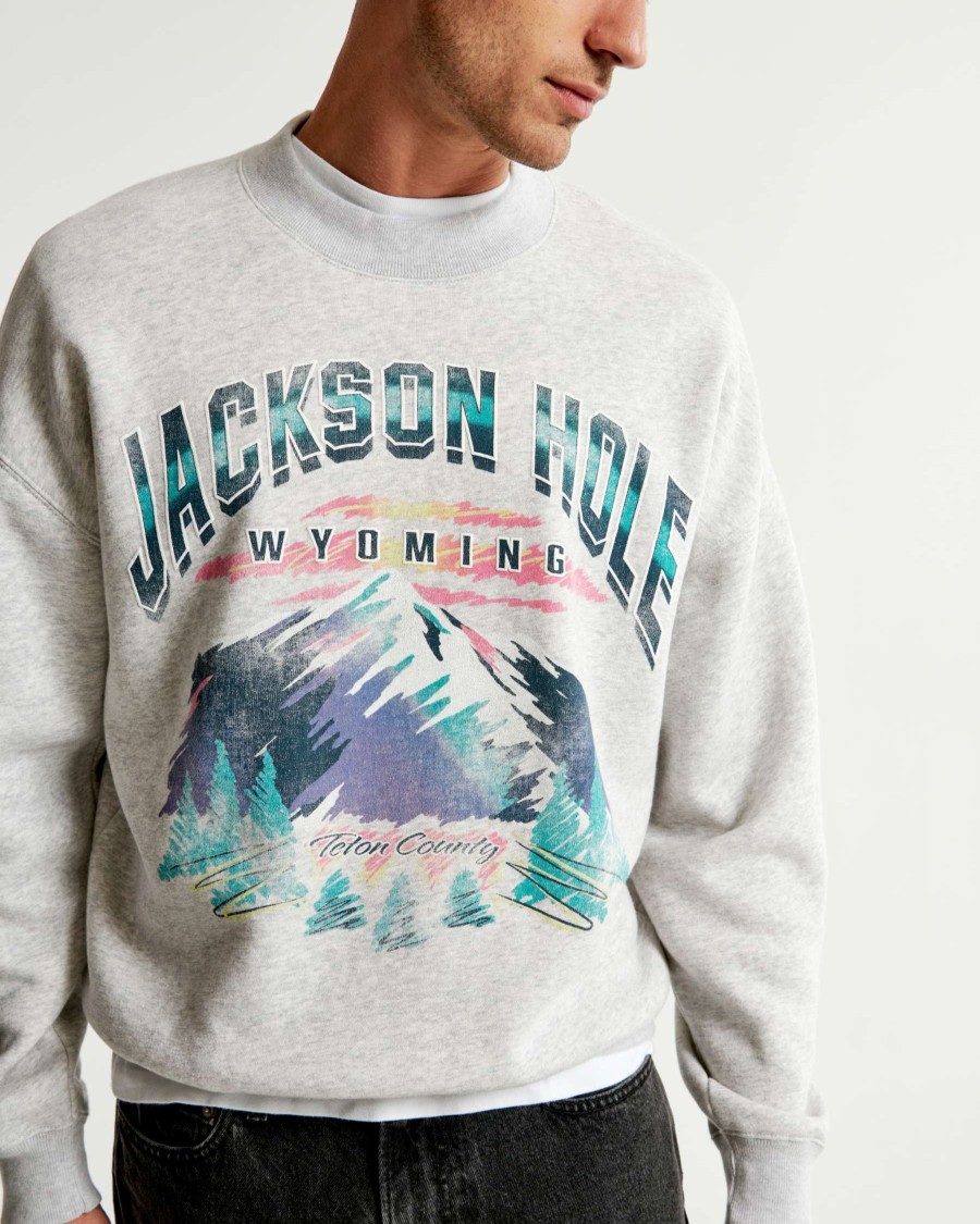 Clothing * | Abercrombie & Fitch Best Quality Jackson Hole Graphic Crew Sweatshirt