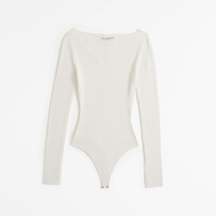 Clothing * | Abercrombie & Fitch Good Quality Long-Sleeve Glossy Slash Bodysuit