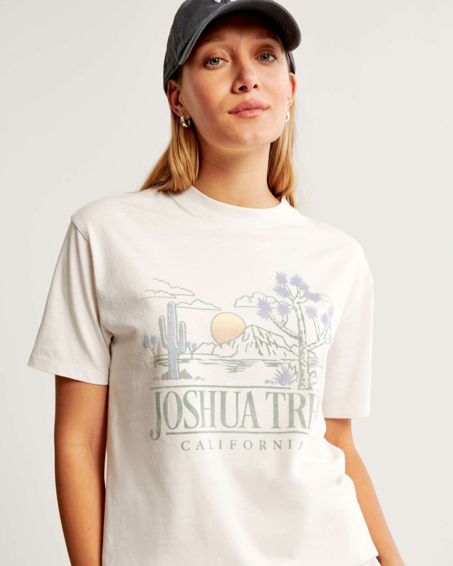 Clothing * | Abercrombie & Fitch 100% Guarantee Oversized Boyfriend Joshua Tree Graphic Tee