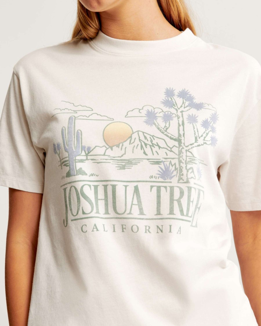 Clothing * | Abercrombie & Fitch 100% Guarantee Oversized Boyfriend Joshua Tree Graphic Tee