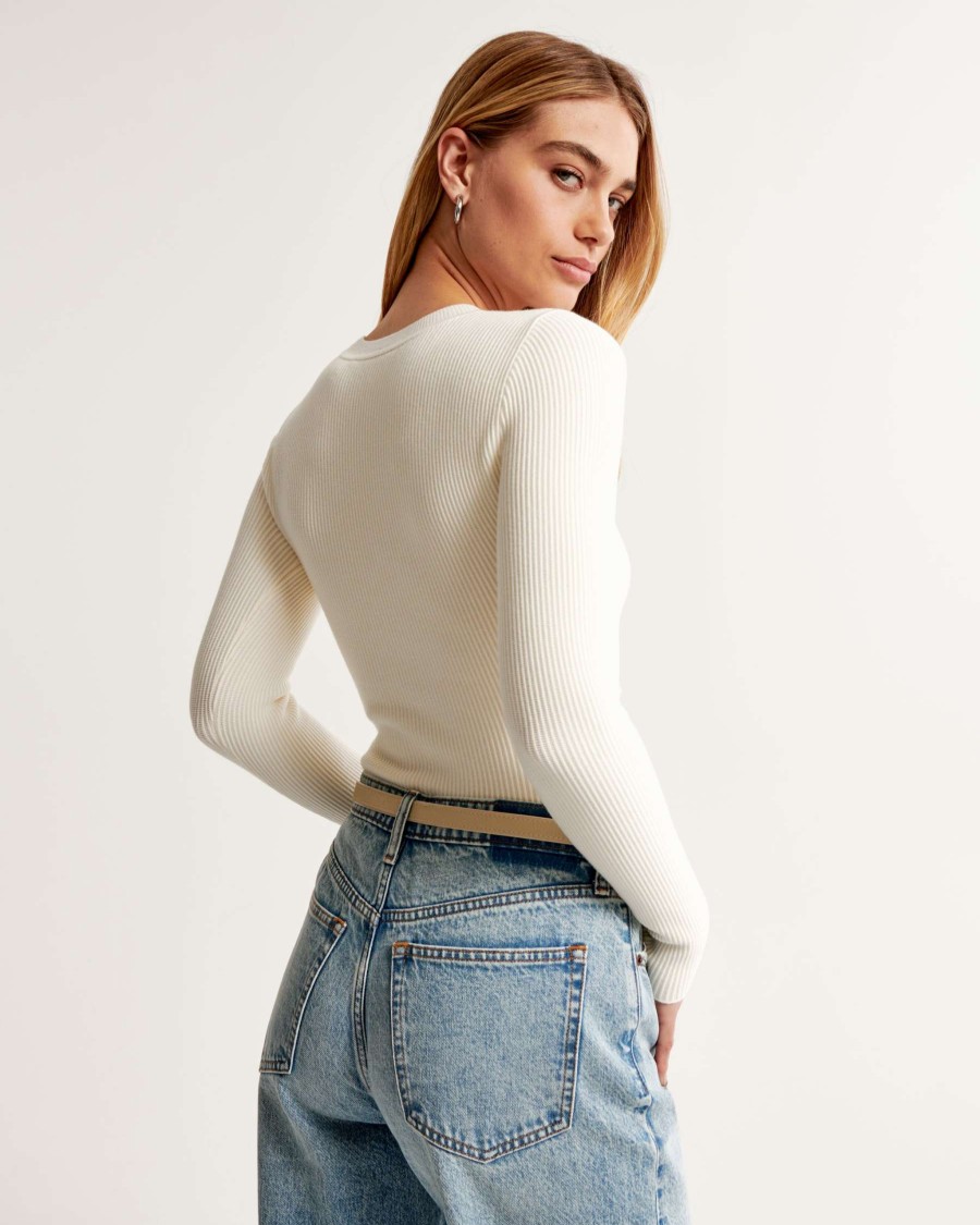 Clothing * | Abercrombie & Fitch Good Quality Long-Sleeve Ottoman Crew Bodysuit